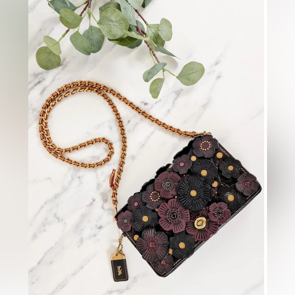Coach 1941 Dinky With Tea Roses Crossbody Shoulder Bag Floral Flowers